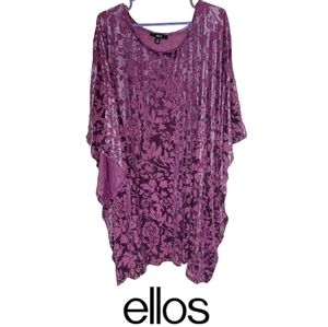 Ellos Purple Velour Stretchy Tunic Top